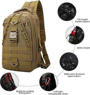 DRAGOWA TACTICAL Rucsac cu o singură curea Charlie 20 L, kaki