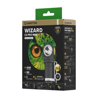 ArmyTek Wizard C2 Pro Max LR White LED lanternă de buzunar cu clip de curea, cu acumulator 4150 lm