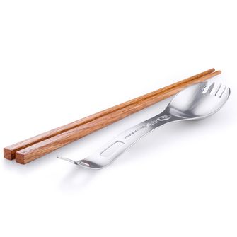 GSI Outdoors Spork din oțel inoxidabil cu bețe din lemn Glacier