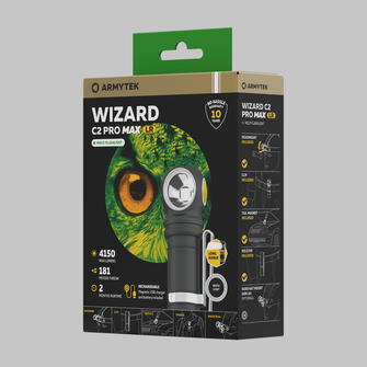 ArmyTek Wizard C2 Pro Max LR White LED lanternă de buzunar cu clip de curea, cu acumulator 4150 lm