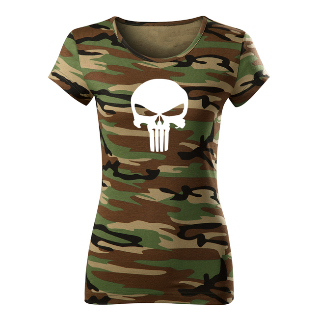 DRAGOWA tricou de damă camuflaj punisher, 150g/m2