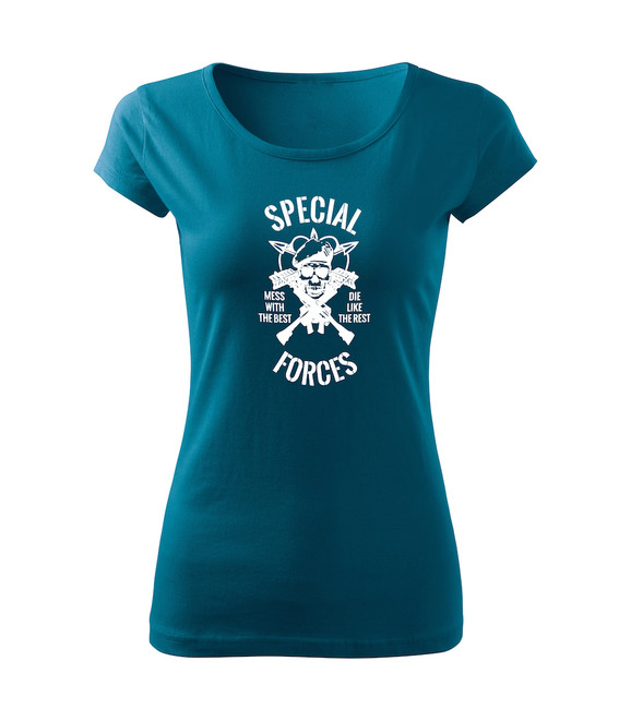 DRAGOWA tricou de damă special forces, petrol blue 150g/m2