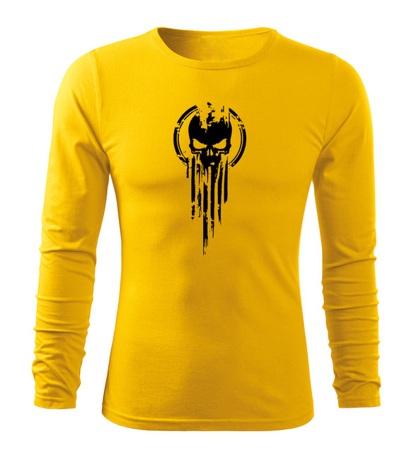DRAGOWA Fit-T tricou cu mânecă lungă skull, galben 160g/m2