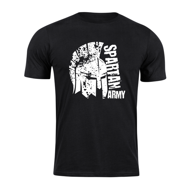 Tricou scurt DRAGOWA spartan army León, negru 160g/m2