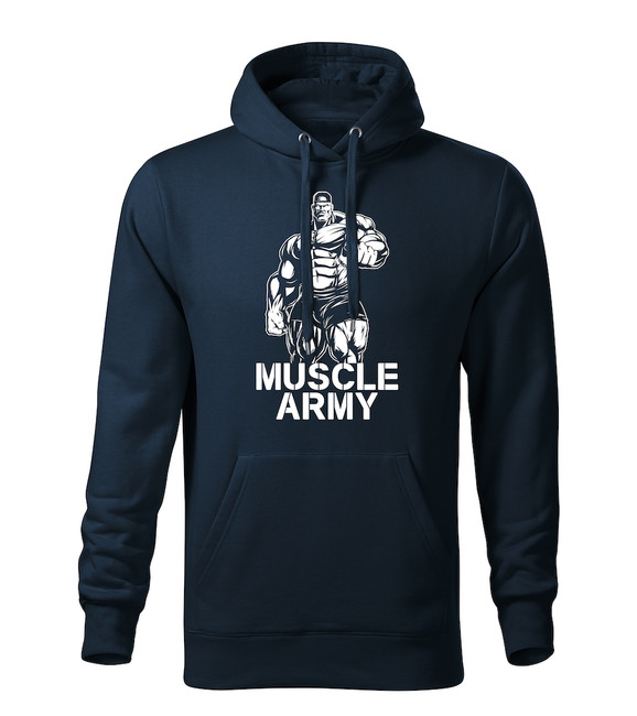 DRAGOWA hanorac barbati cu gulgă muscle army man, albastru închis 320g / m2