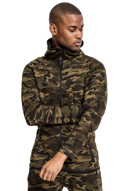 Urban Classics Hanorac bărbătesc de camuflaj cu fermoar, wood camo