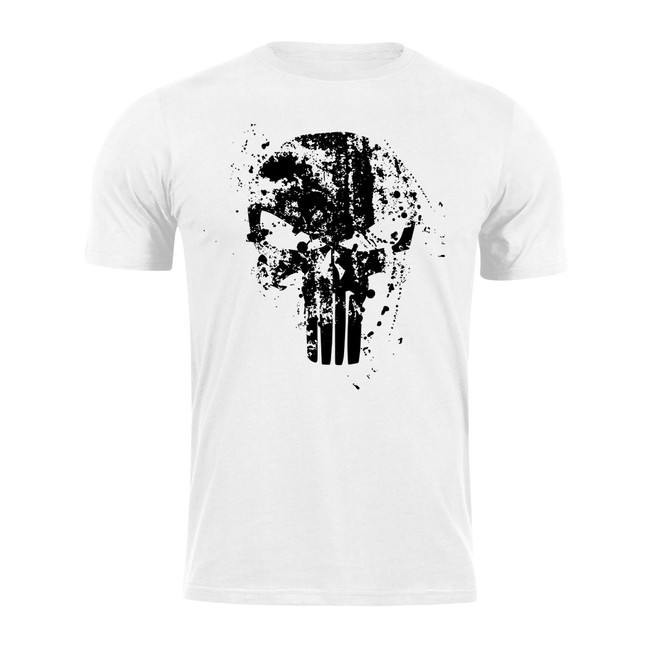 DRAGOWA tricou Frank the Punisher, alb 160g/m2